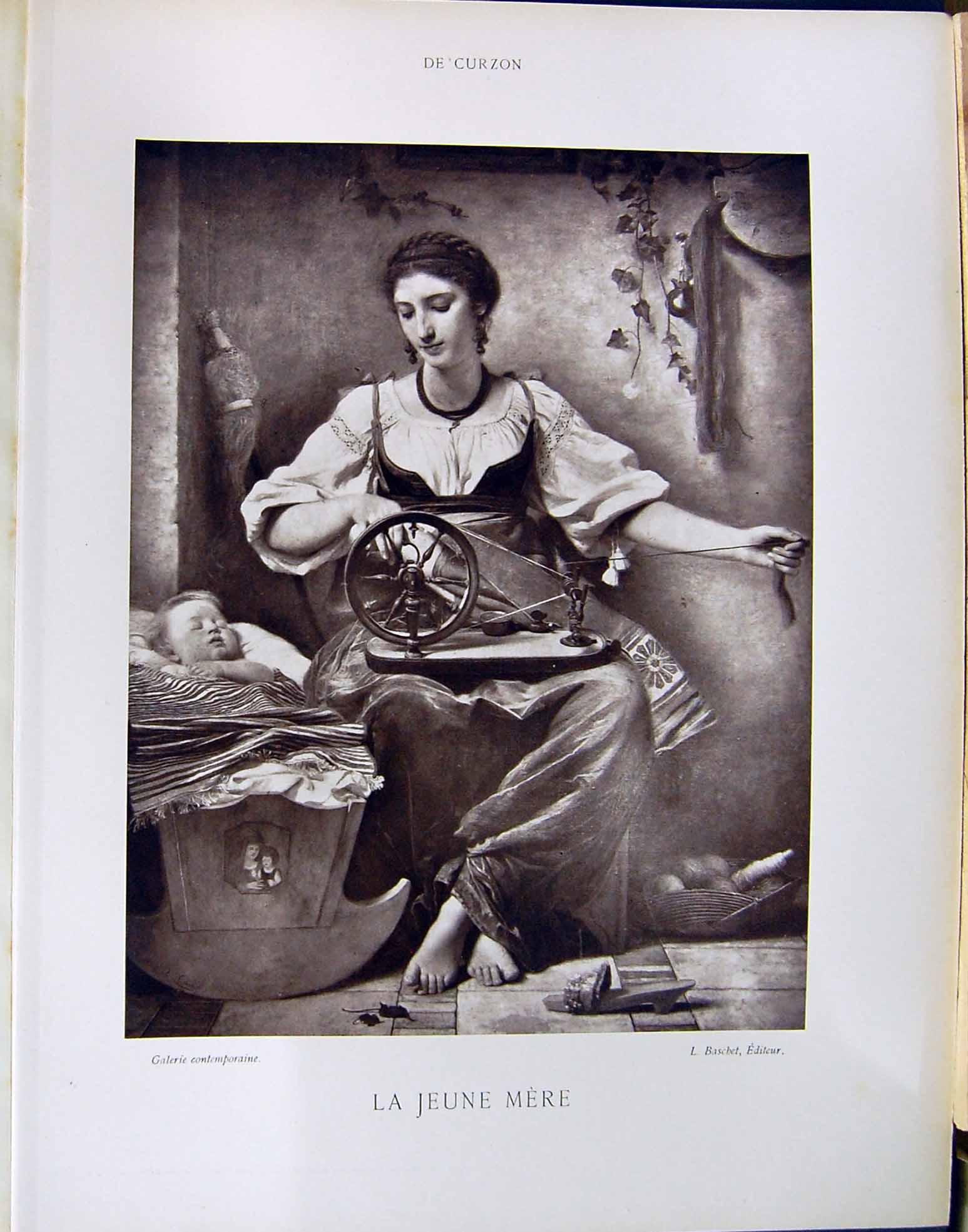 Old Galerie Contemporaine C1874-78 Lacroix De Curzon Jeune Mere Spinn Victorian