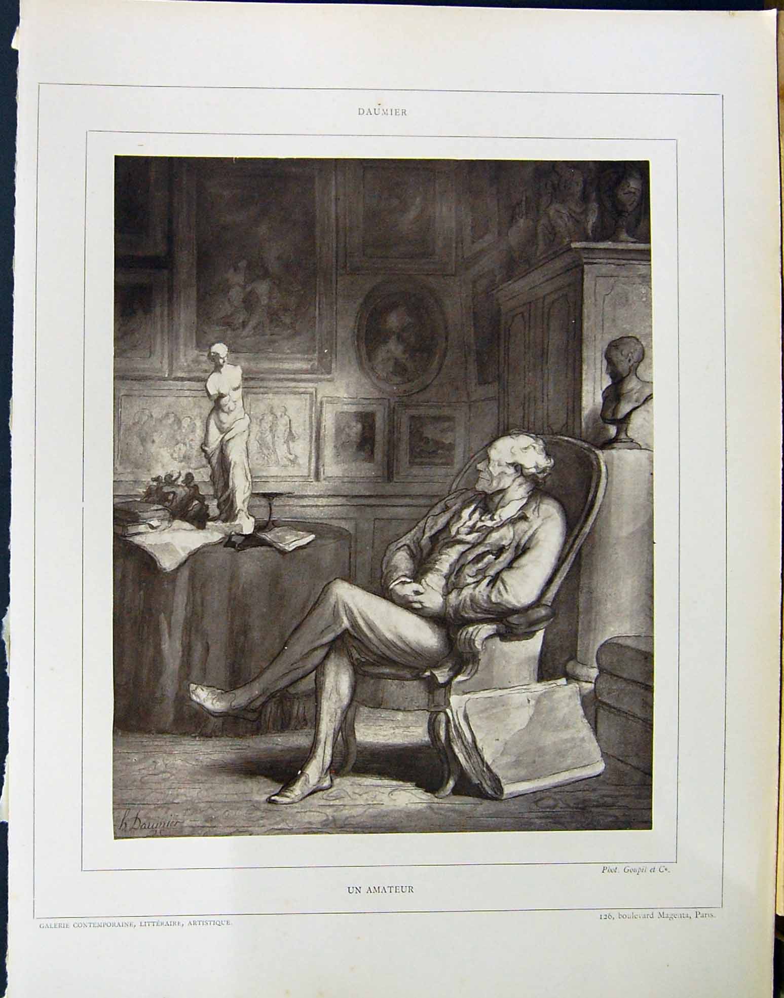 Old Daumier Artist Man Sketches Galerie Contemporaine C1874-78 Lacroi Victorian