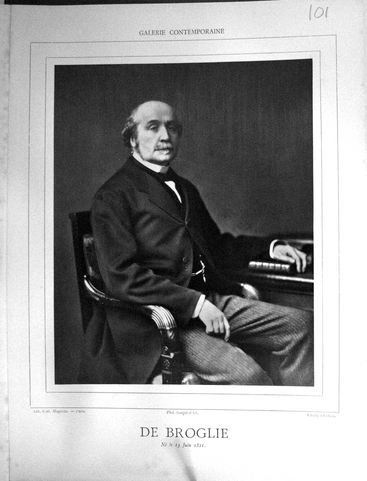 Old Antique Print Galerie Contemporaine 1875 Lacroix De Broglie Autograph 19th