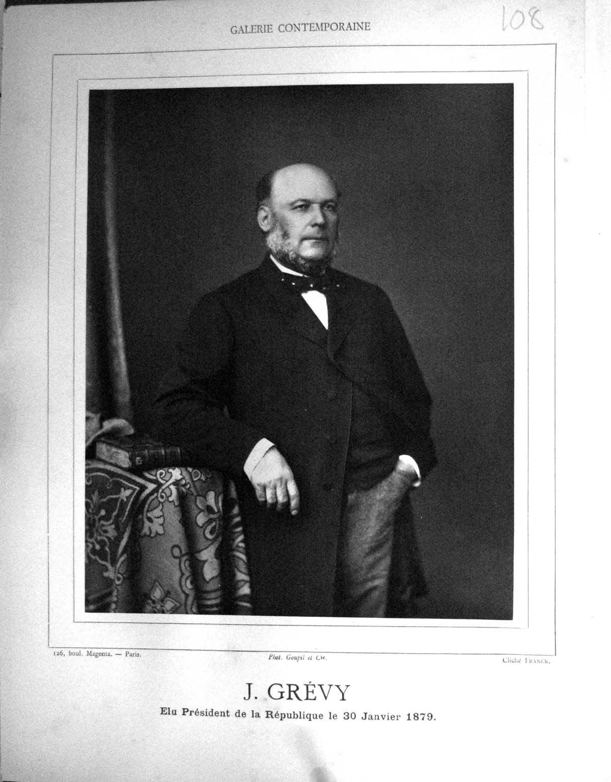 Antique Old Print Galerie Contemporaine 1877 Baschet Jules Grevy Autograph 19th