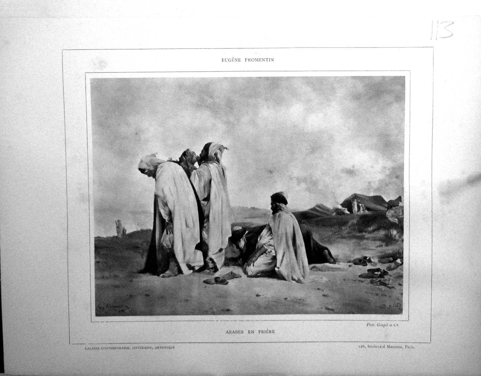 Old Galerie Contemporaine 1877 Baschet Fromentin Arabes Priere Kabyle Victorian