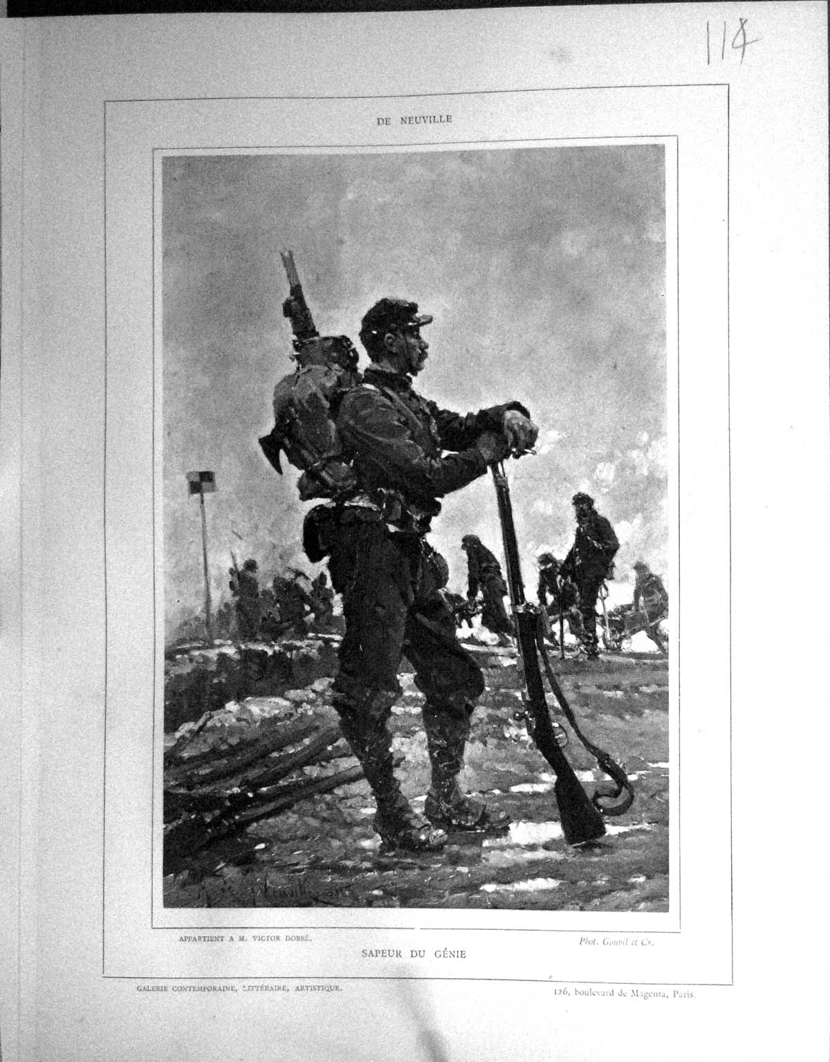 Antique Print Galerie Contemporaine 1877 Baschet Neuville Sapeur Genie Sier