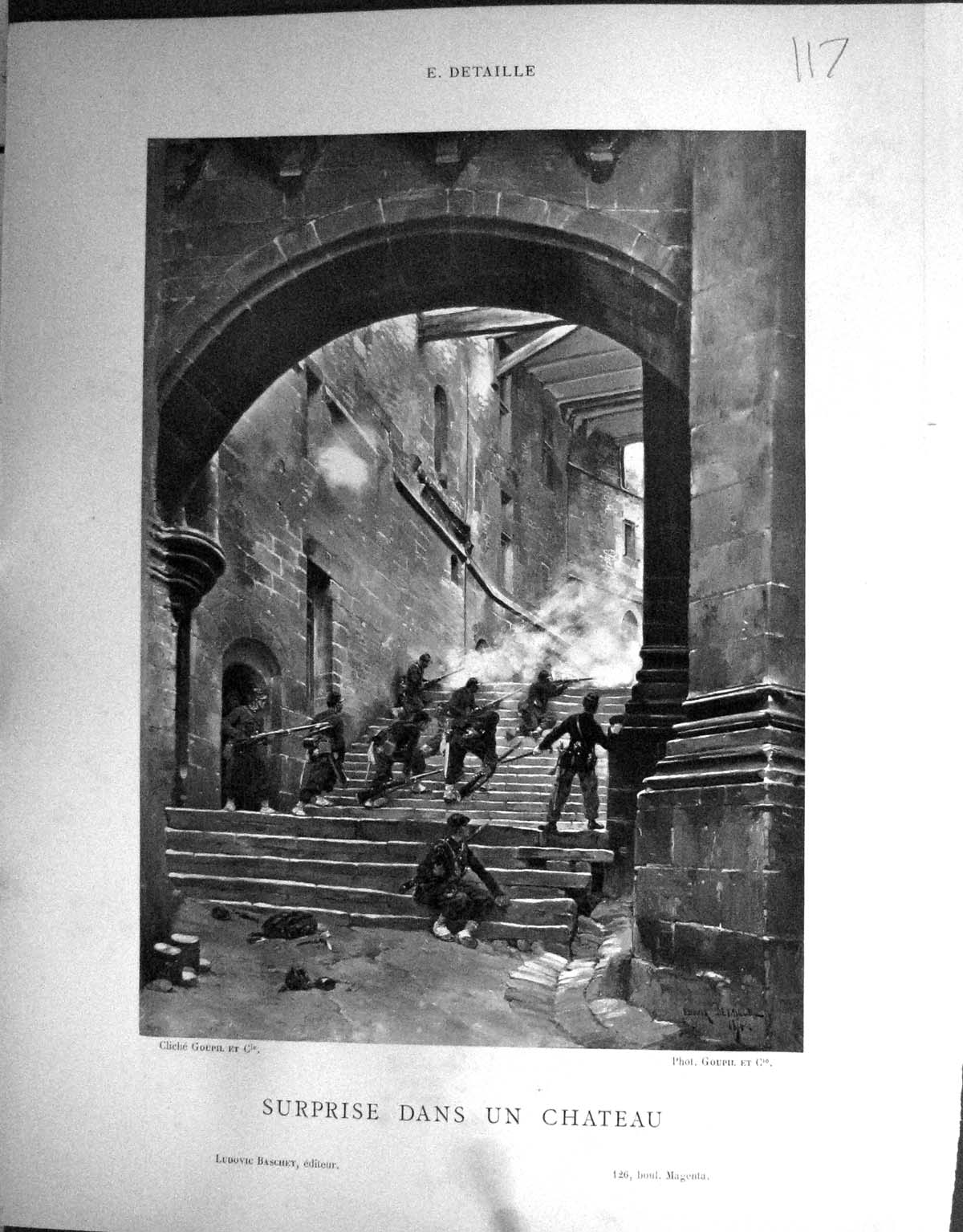 Antique Print Galerie Contemporaine 1877 Baschet Detaille Chateau Siers War