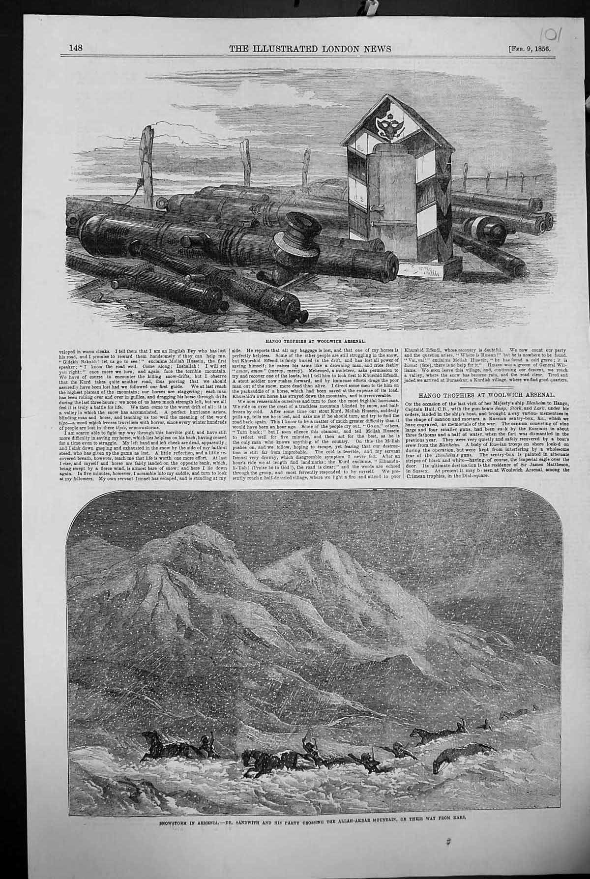 Old 1856 Hango Trophies Woolwich Arsenal Snowstorm Armenia Sandwith A Victorian