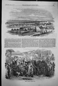 Old Print 1854 French War Troops Cape Chersonese Siers Street Scene Bala 19th