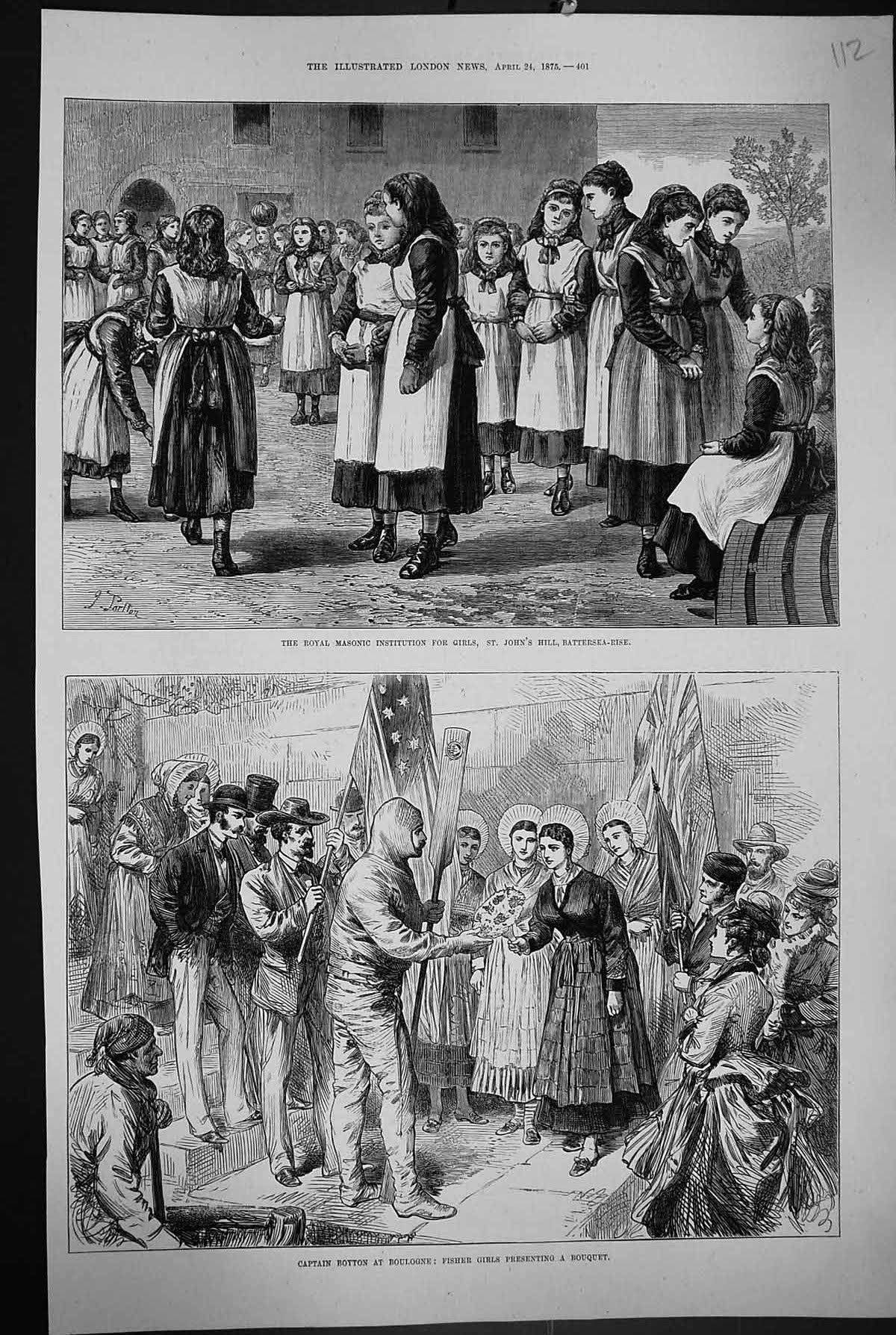 Old 1875 Royal Masonic Institution Girls John'S Battersea Captain Boy Victorian