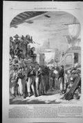 Old Print 1859 War Embarkation Zouaves Marseilles Siers Ships Weapons Ol 19th