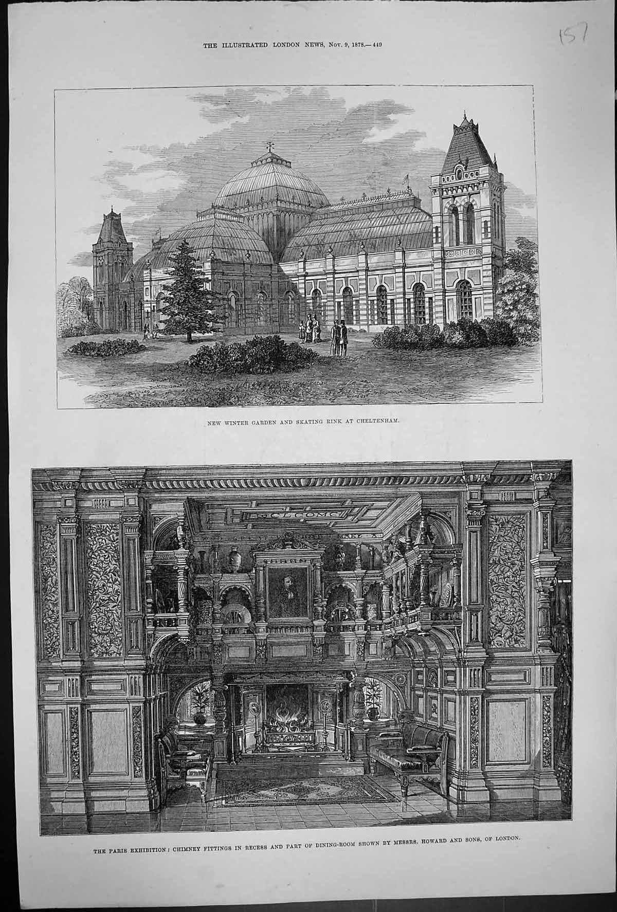 Old 1878 Winter Garden Skating Rink Cheltenham Paris Exhibition Chimn Victorian