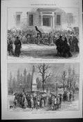 Old 1873 Madrid Spain Arrival Specie Bank Demonstration Women Release Victorian