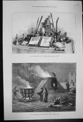 Old 1873 Relics Barents Dutch Explorer Nova Zembla Altar Burning Bull Victorian
