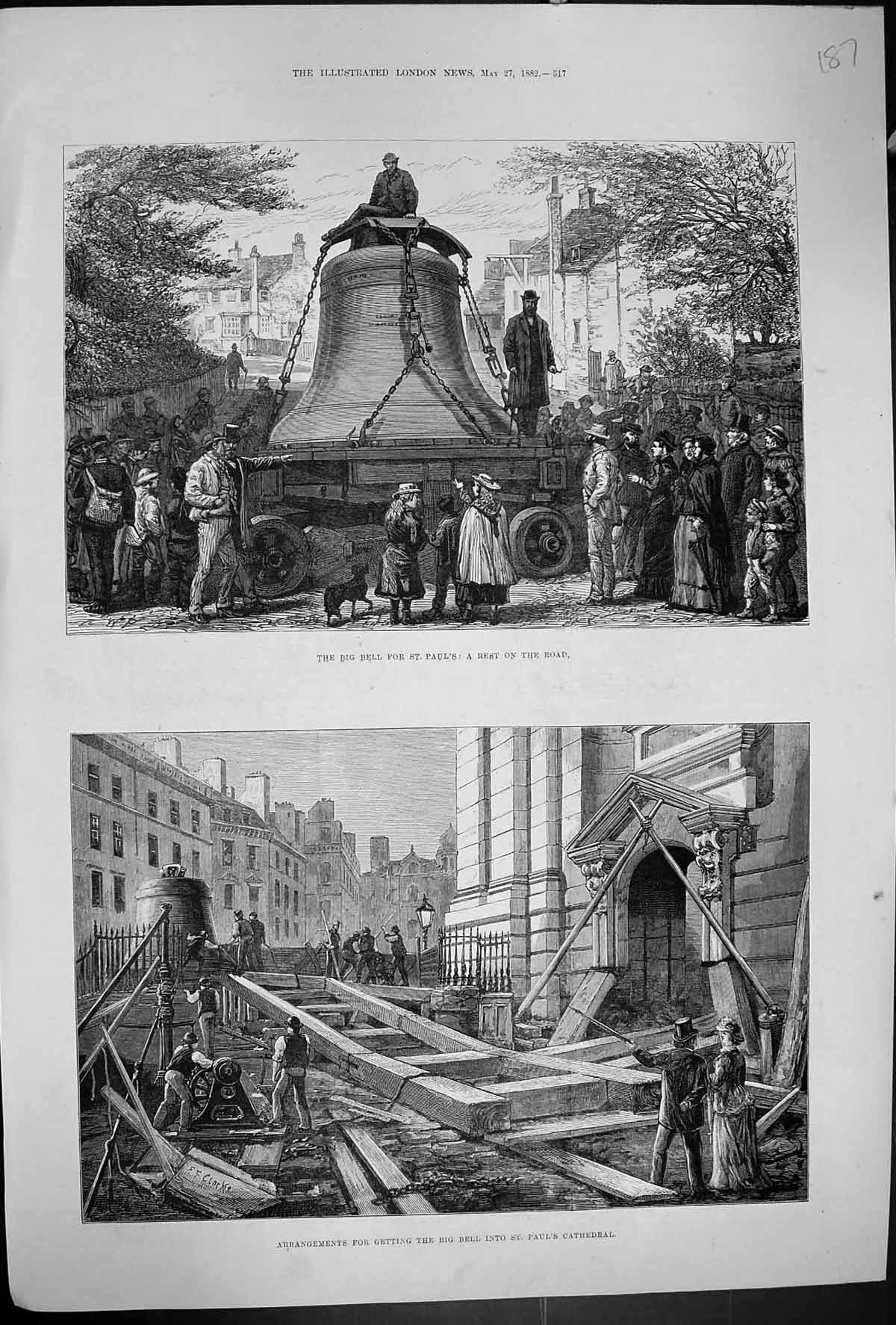 Old 1882 Arrangements Big Bell St. Paul'S Cathedral Architecture Lond Victorian
