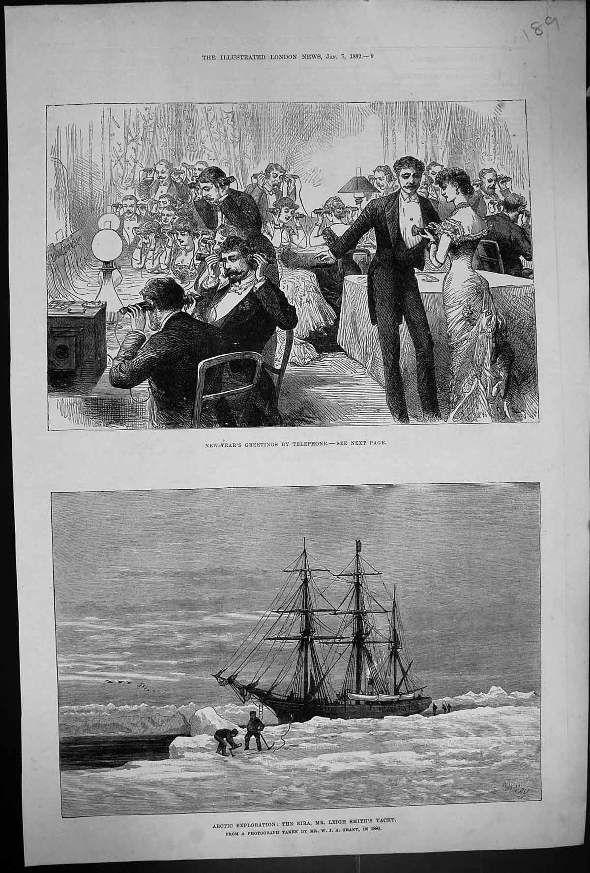 Old 1882 Arctic Exploration Eira Leigh Smith Yacht Ship New Year'S Gr Victorian