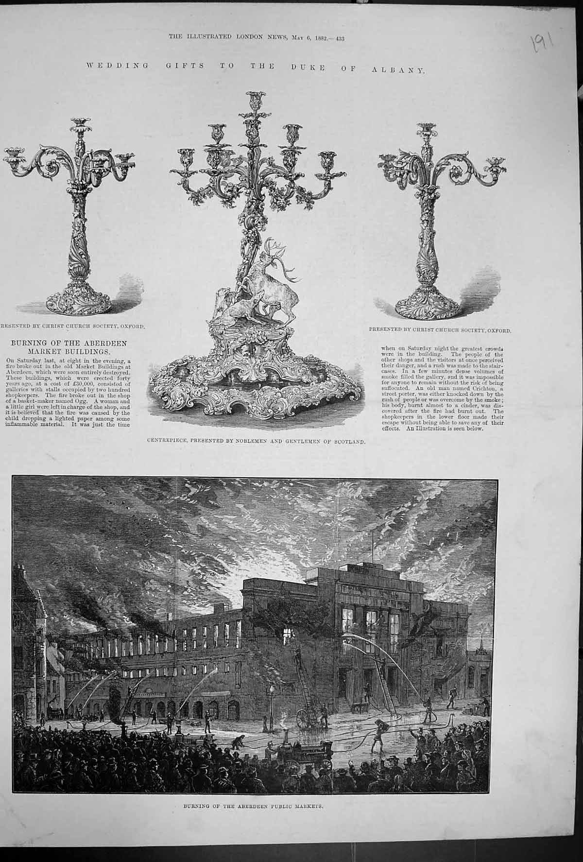 Old 1882 Fire Aberdeen Public Markets Wedding Gifts Duke Albany Churc Victorian
