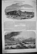 Old 1853 Destructive Storm Viaduct Penzance Railway Ship Wrecks Merse Victorian