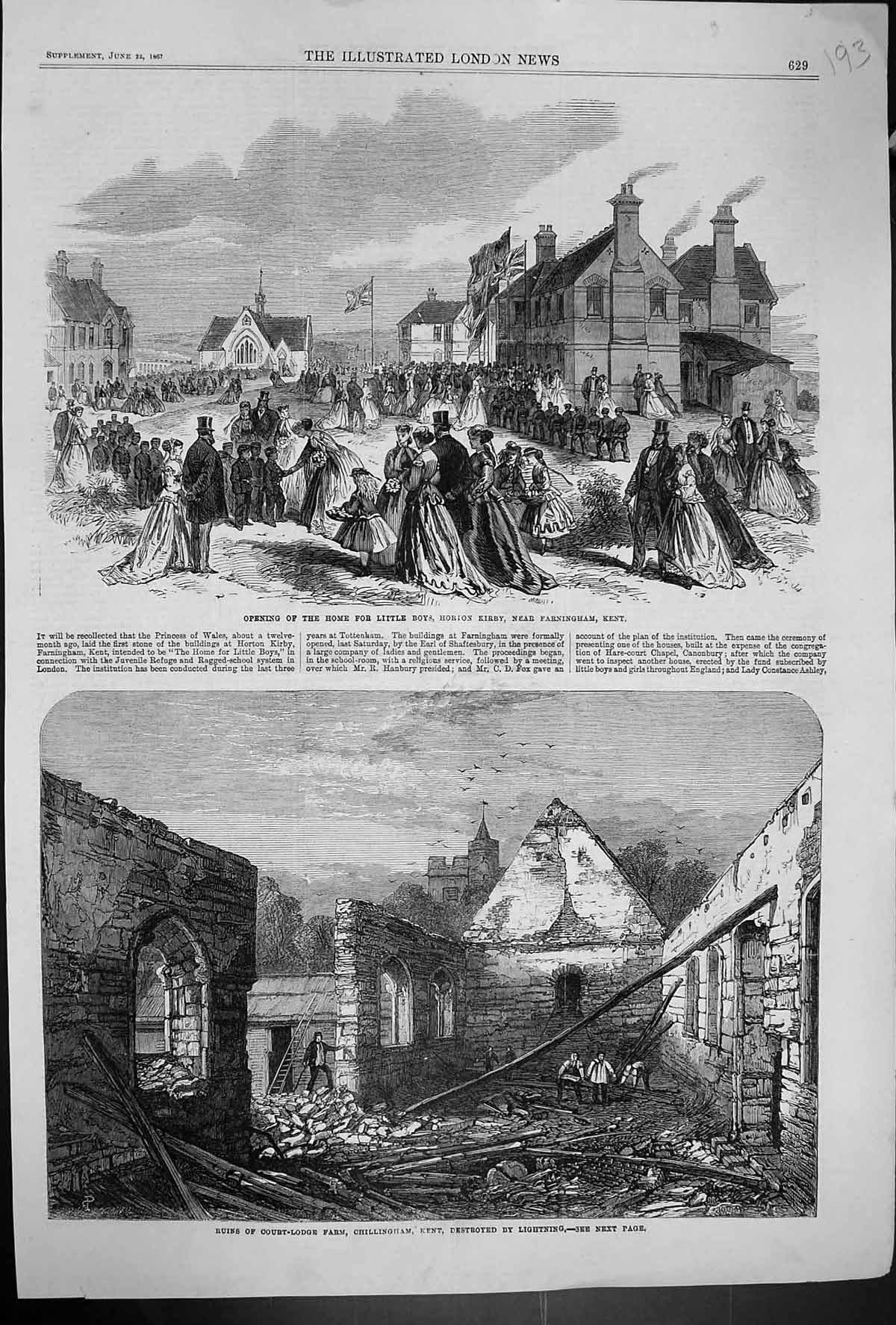 Old 1867 Orphan Home Little Boys Farningham Ruins Court-Lodge Farm Ch Victorian
