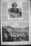 Antique Old Print 1867 Maharajah Mysore Viaduct Brecon Neath Railway Train 19th