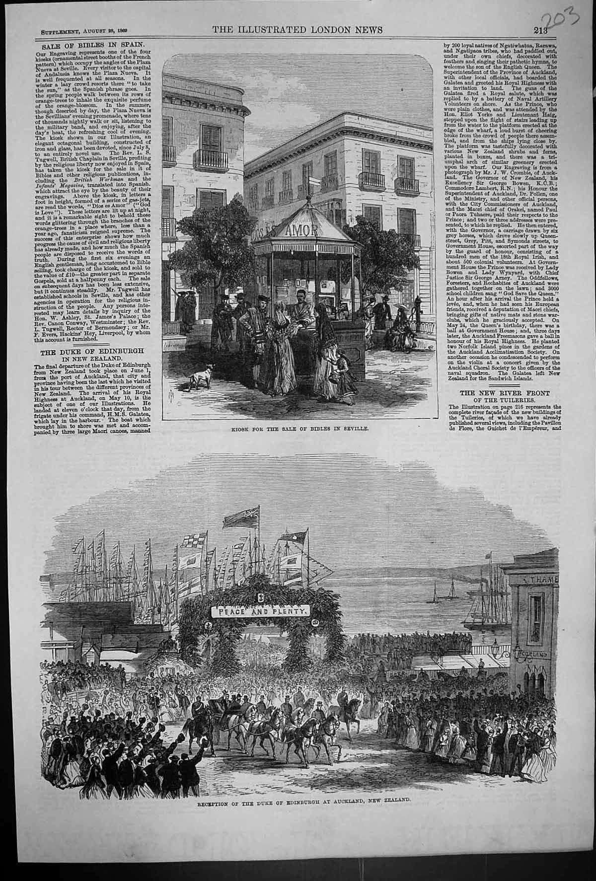 Old 1869 Kiosk Sale Bibles Seville Reception Duke Edinburgh Auckland Victorian