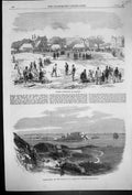 Old 1869 Croquet Tournament Highgate Castle Cornet Harbour Peter Port Victorian