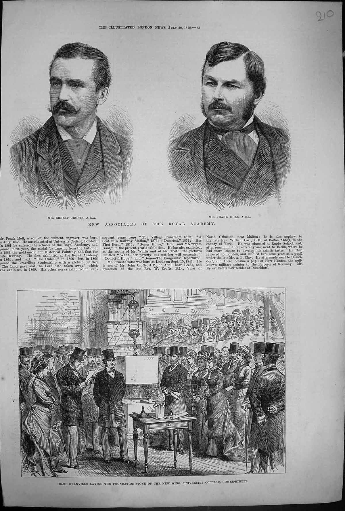 Old 1878 Earl Granville University College Gower Ernest Crofts Frank Victorian