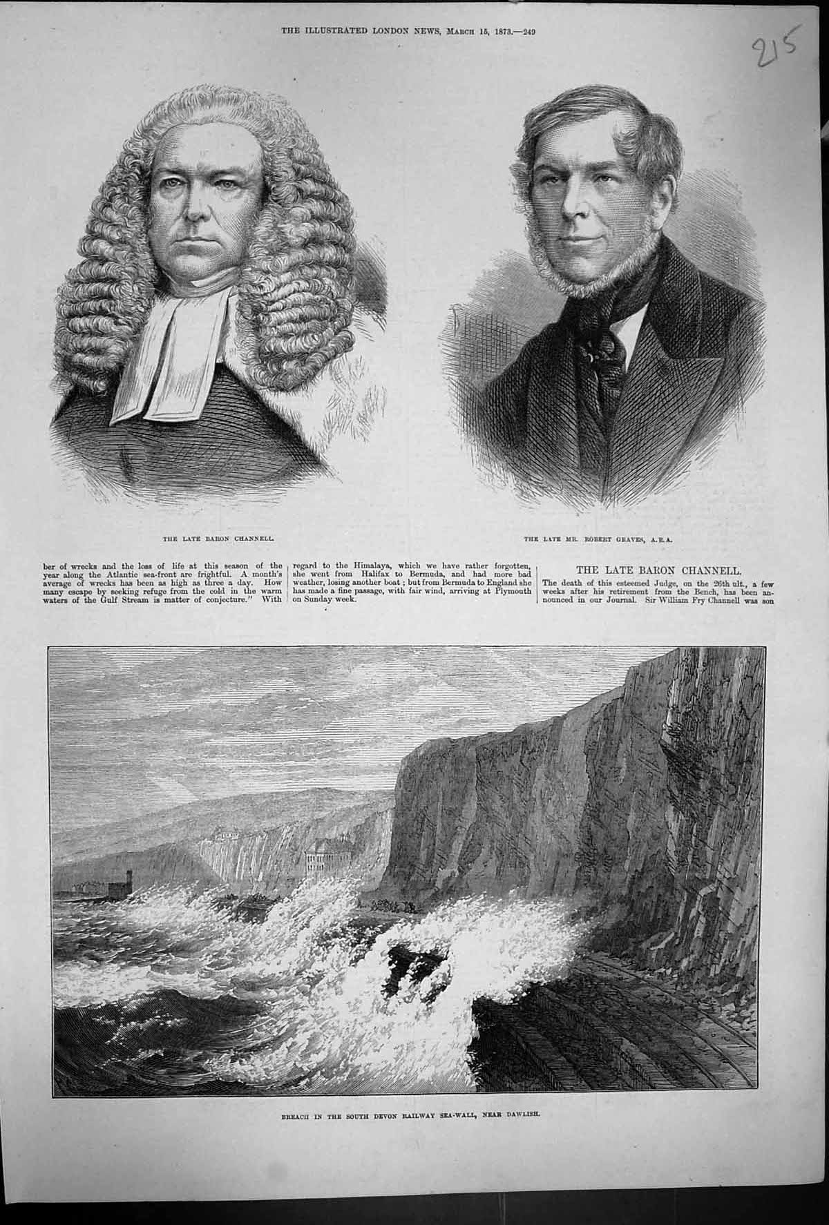 Old 1873 Baron Channell Robert Graves Breach South Devon Railway Sea- Victorian