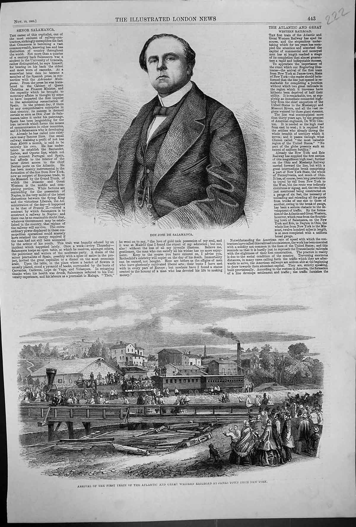 Old 1860 Don Jose De Salamanca Railway Train Atlantic Western Railroa Victorian