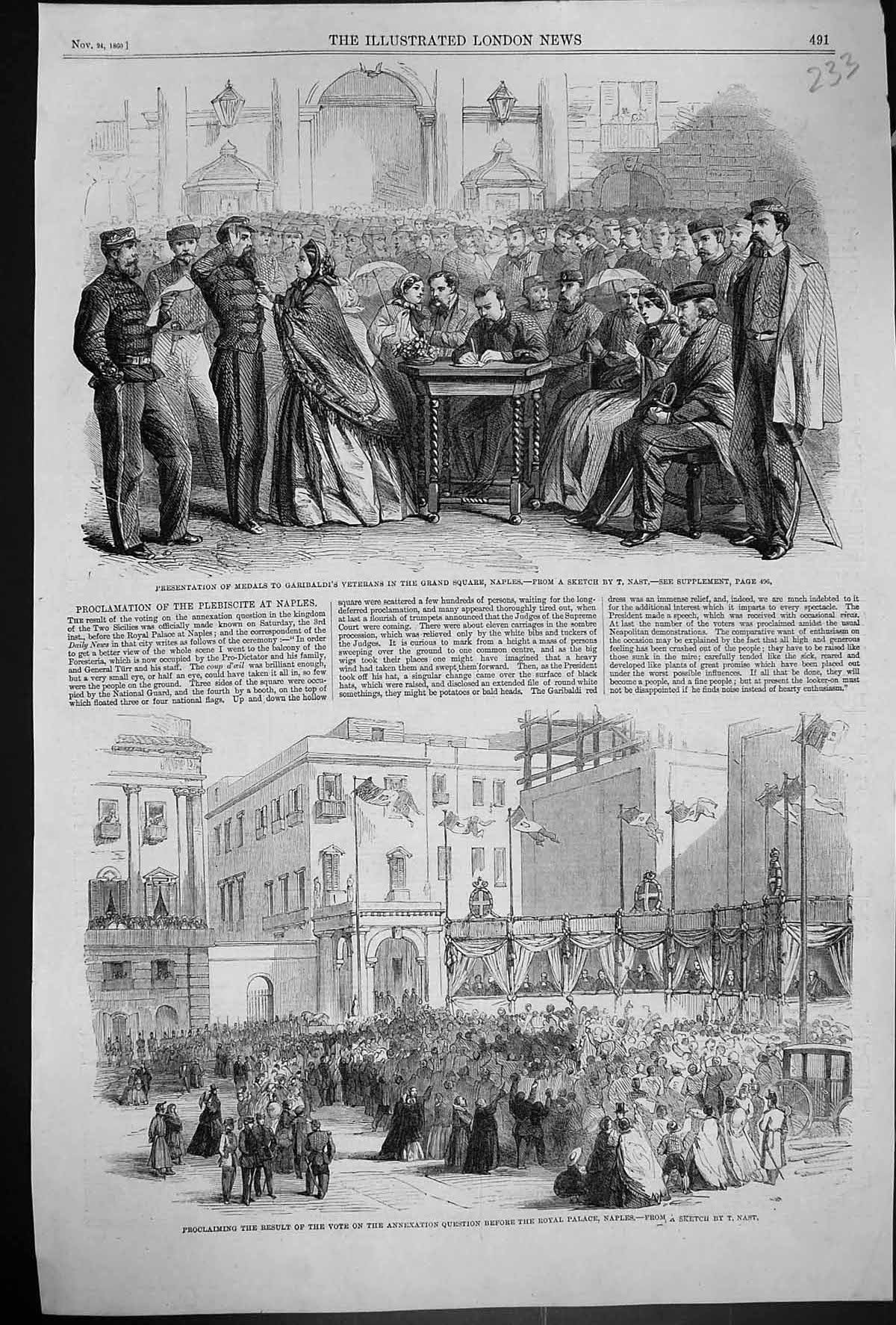 Old 1860 Medals Garibaldi Veterans Royal Palace Naples Annexation Que Victorian