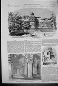 Old 1857 India Fort Agra Pearl Mosque Tower Palace Jehanghier Archite Victorian
