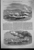 Old 1857 War China Commodore Elliot Gun Boats Mandarin Junks Escape C Victorian