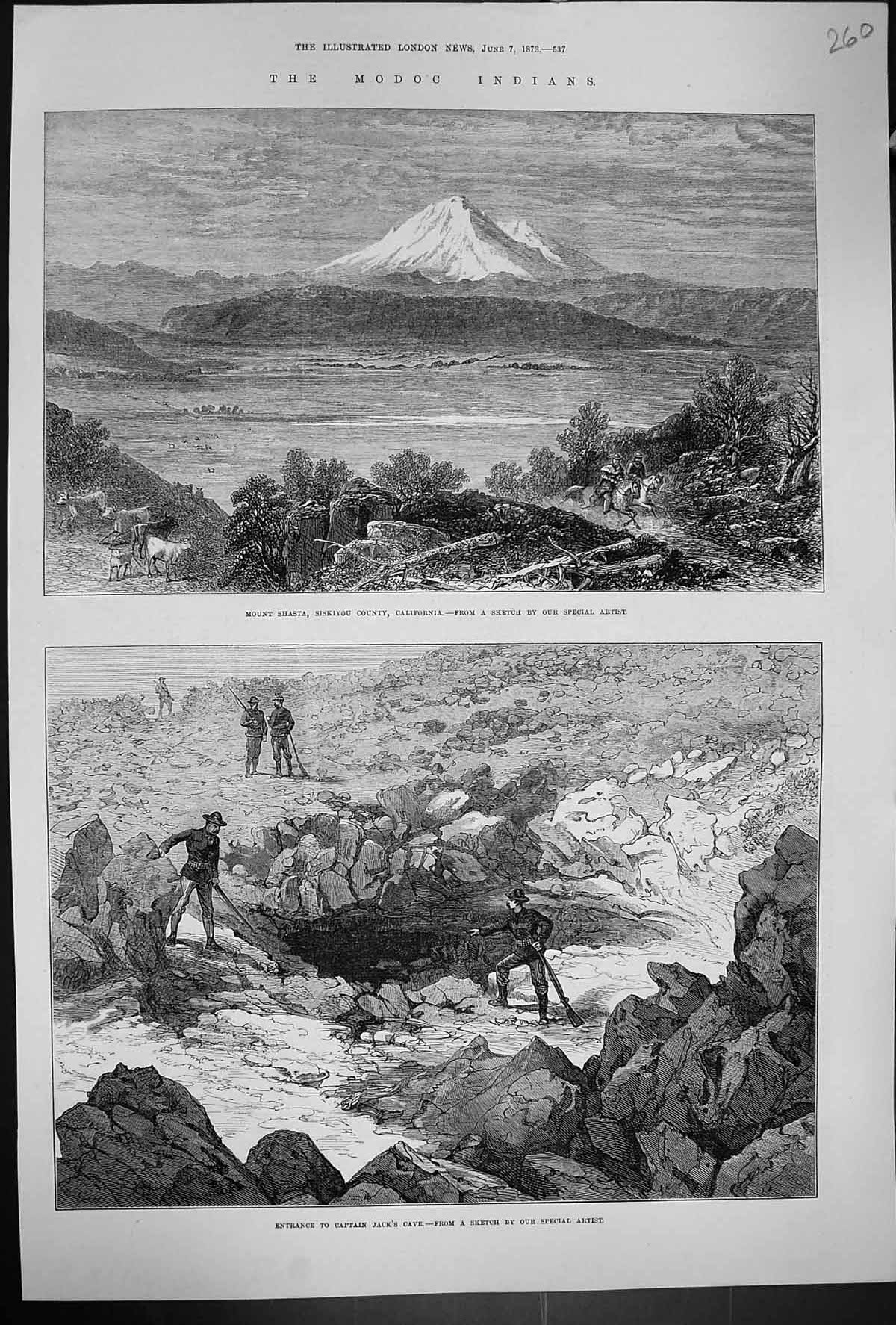 Old 1873 Modoc Indians Mount Shasta Siskiyou California Captain Jack Victorian