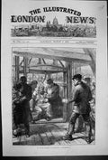 Old Antique Print 1873 Colliery Explosion Staffordshire Man Rescue Lift 19th