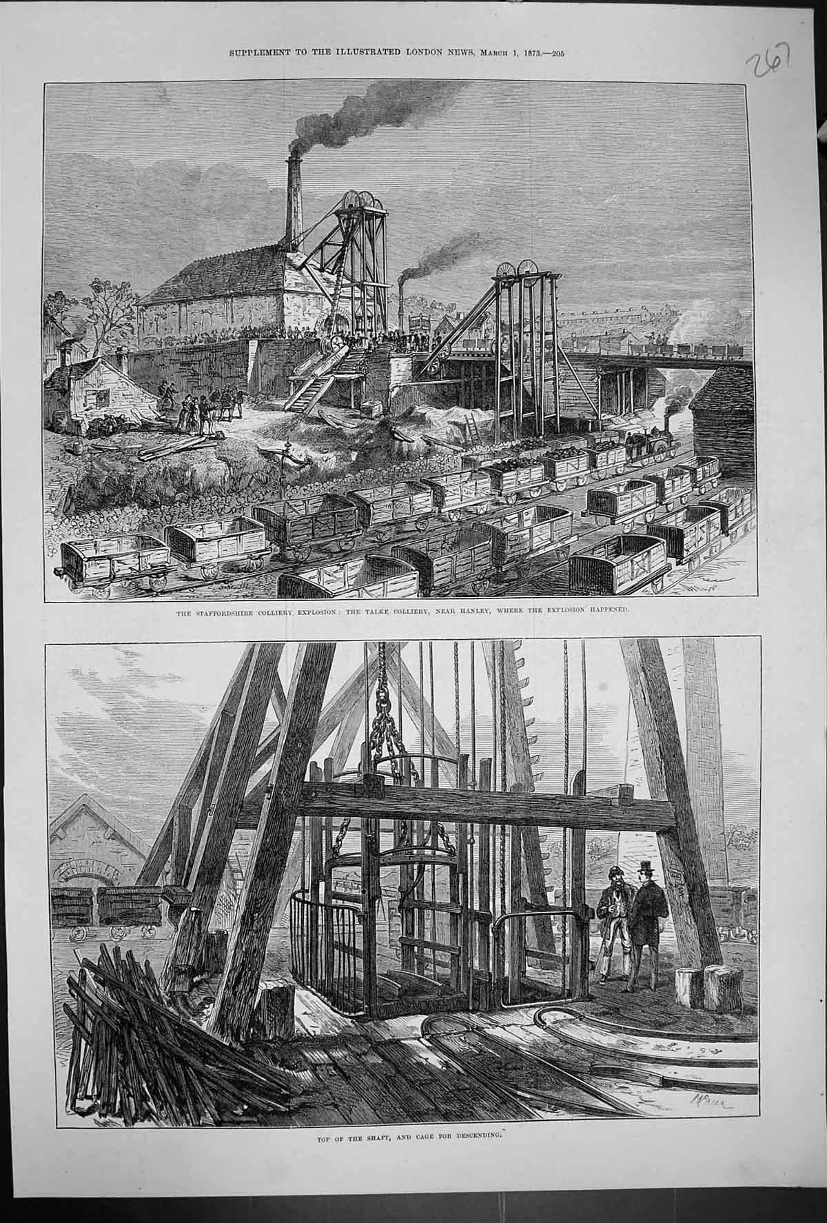 Old 1873 Staffordshire Colliery Mining Explosion Talke Hanley Shaft C Victorian