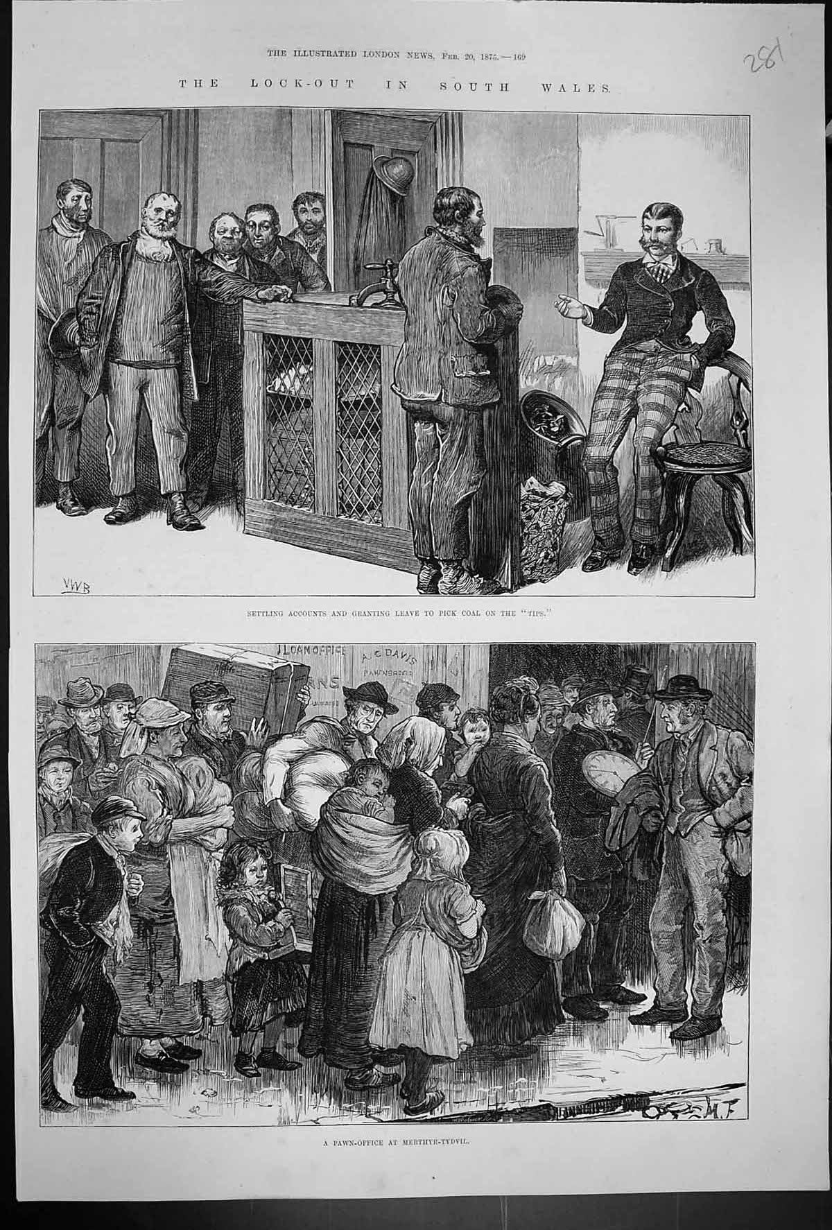 Old 1875 Lock-Out South Wales Pawn-Office Merthyr-Tydvil Accounts Gra Victorian