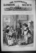 Antique Print 1873 Strike South Wales Interior Colliers Cottage Family Home