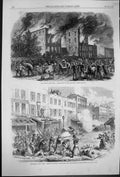 Antique Print 1863 Riots New York Destruction Ed Orphan Asylum First-Avenue