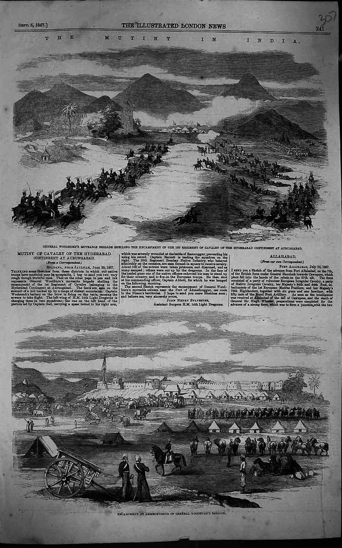 Old 1857 India General Woodburn Encampment Ahmendnuggur Arungabad Sol Victorian