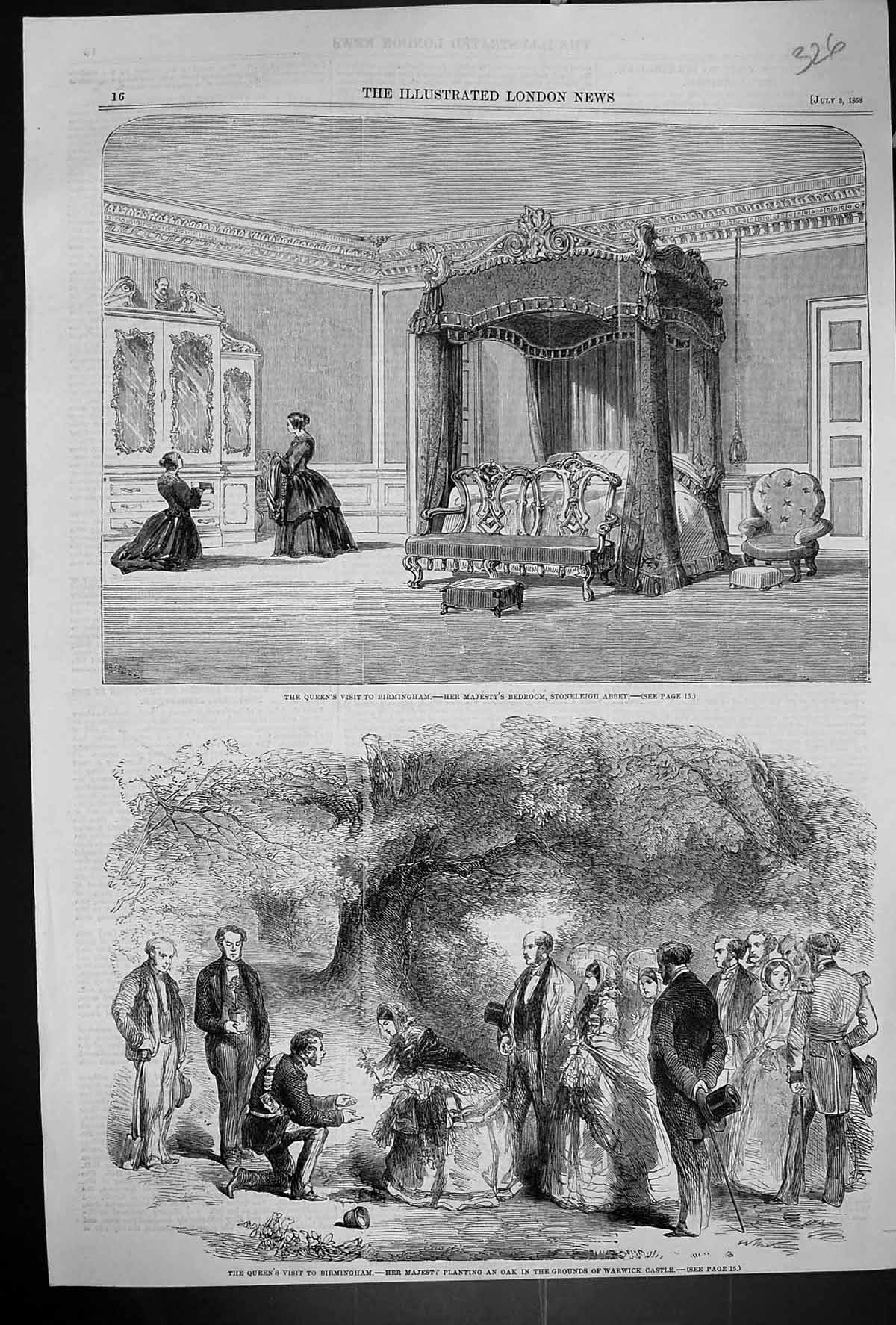Old 1858 Queen Birmingham Bedroom Stoneleigh Abbey Oak Tree Warwick C Victorian