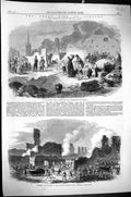 Old Print 1864 Great Fire Limoges Firemen Siers Buildings Ruins Public C 19th