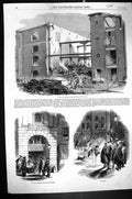 Old 1858 Ruins Late Fire London Docks Chandos Fire-Engine Station Fir Victorian