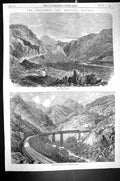 Old 1864 Valparaiso Santiago Railway Tabon Incline Maquis Viaduct Mou Victorian