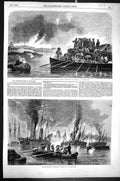 Old Print 1856 Bombardment Sveaborg Island Tona Miola War Ships Siers Bo 19th