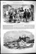 Old 1859 Montreal Market Habitans Purchasing Cloth Breaking Ice St. L Victorian