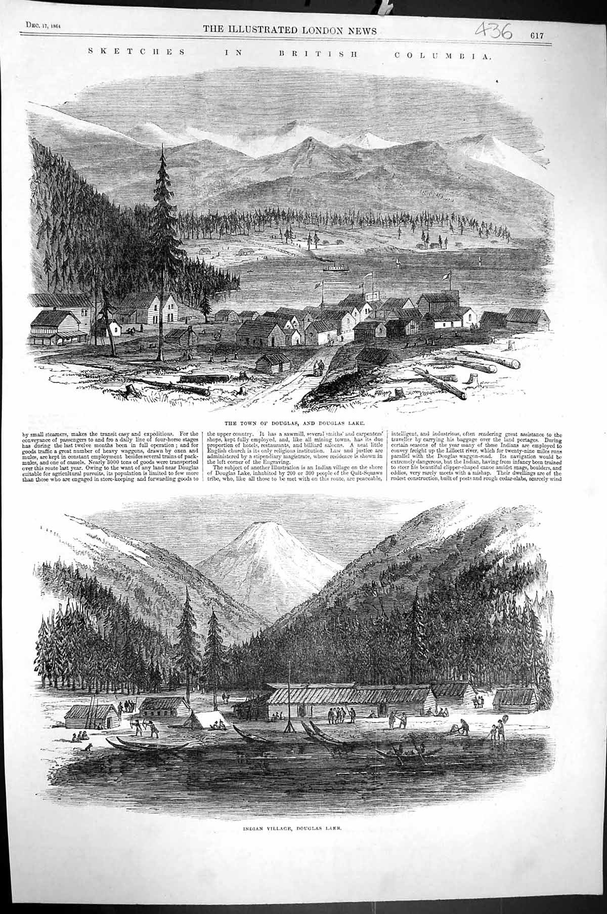 Old 1864 British Columbia Town Douglas Lake Indian Village Mountains Victorian