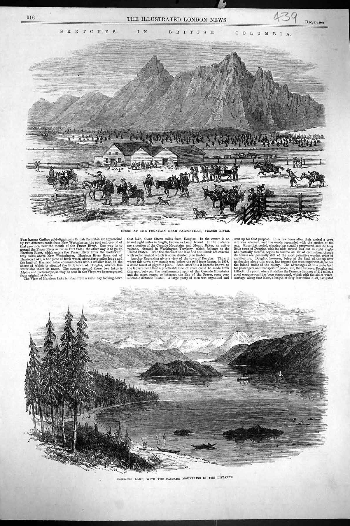 Old 1864 Fountain Parsonville Fraser River British Columbia Harrison Victorian