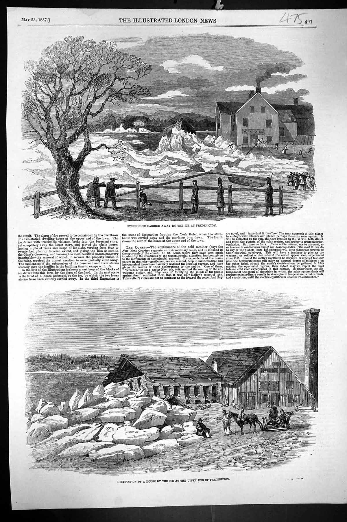 Old 1857 Storehouse Carried Away Ice Fredericton Destruction House Ca Victorian
