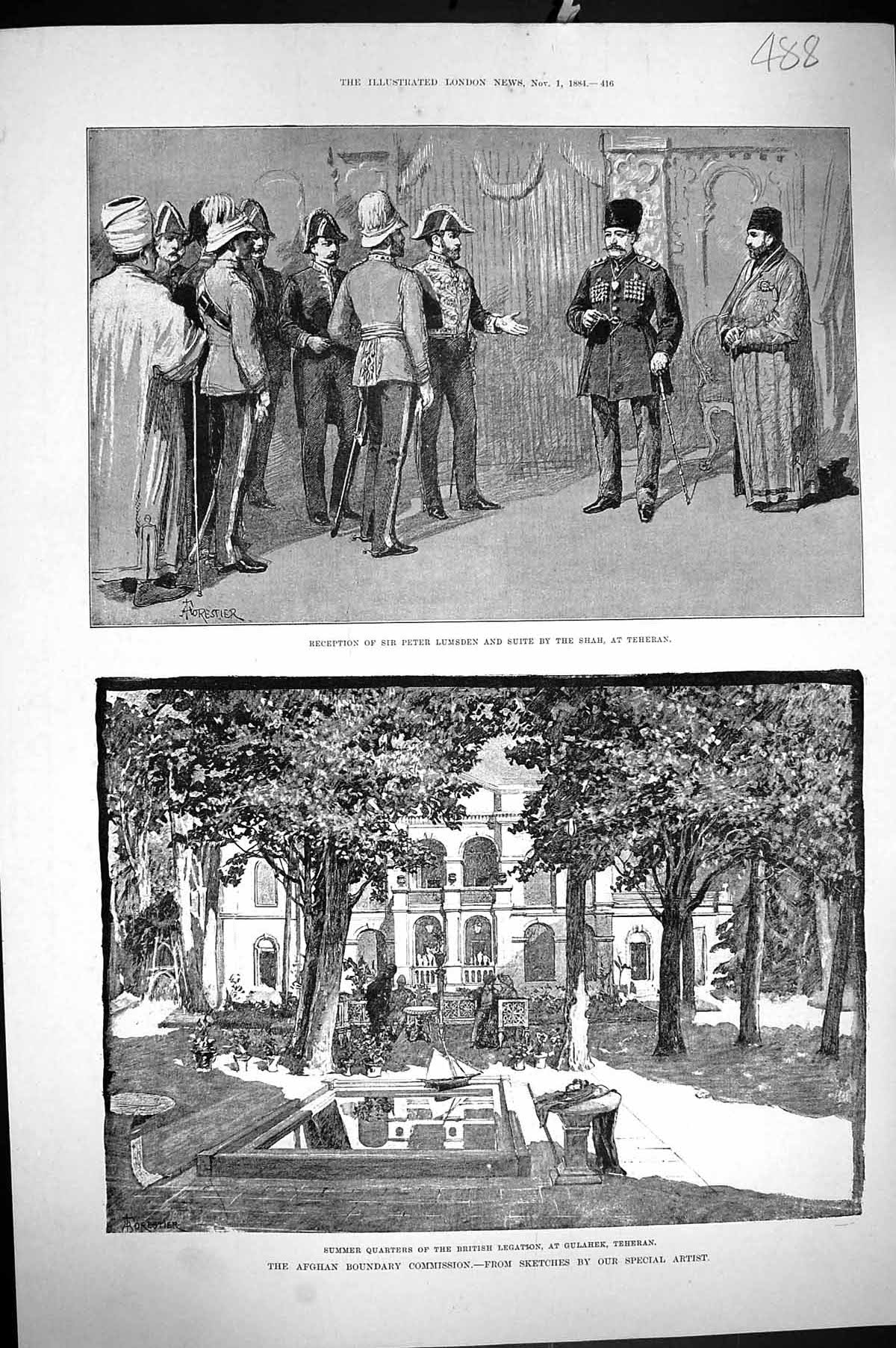 Old 1884 Afghan Commission British Legation Gulahek Teheran Peter Lum Victorian