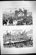 Old Print 1882 Queen Visit Epping Forest Chingford High Beech Siers Guar 19th