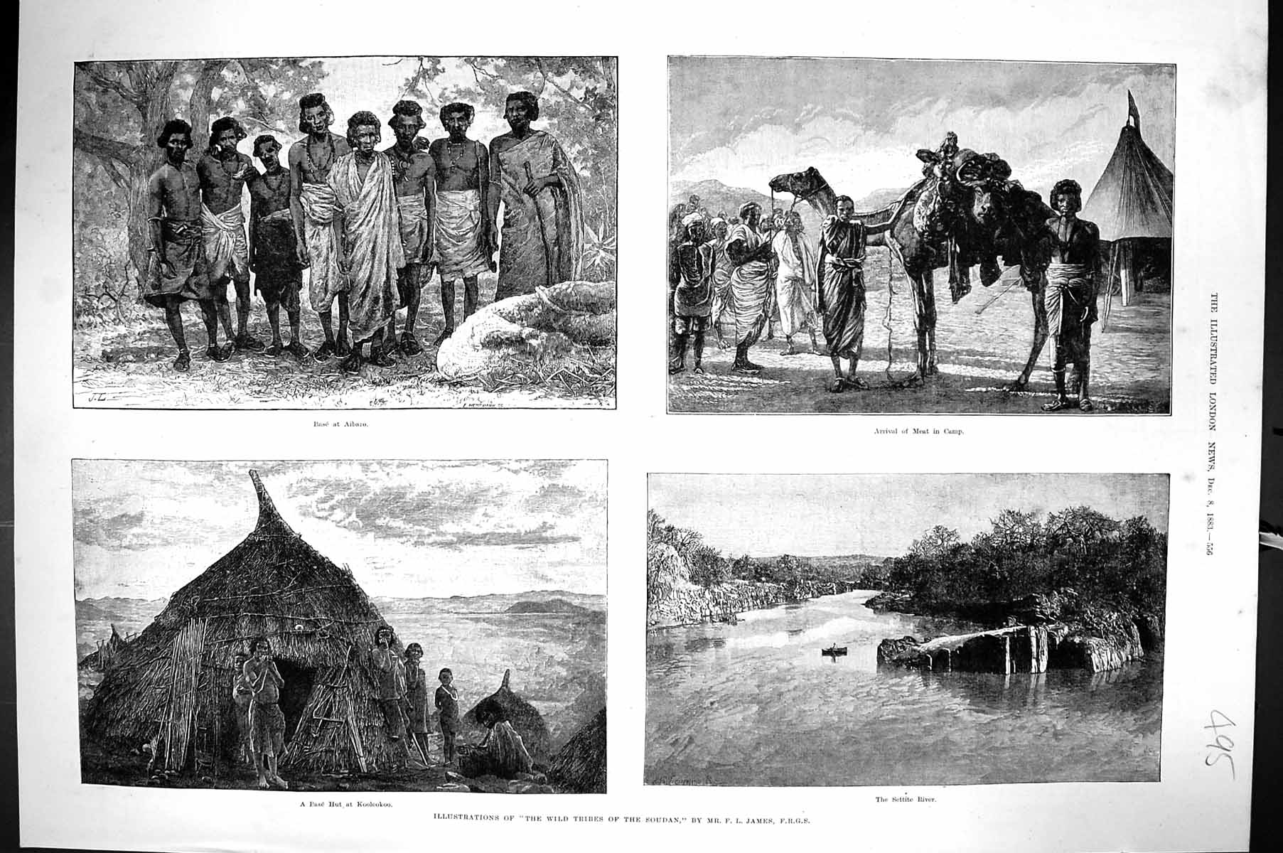 Old 1883 Wild Tribes Soudan Aibaro Camp Meat Base Hut Koolookoo Setti Victorian