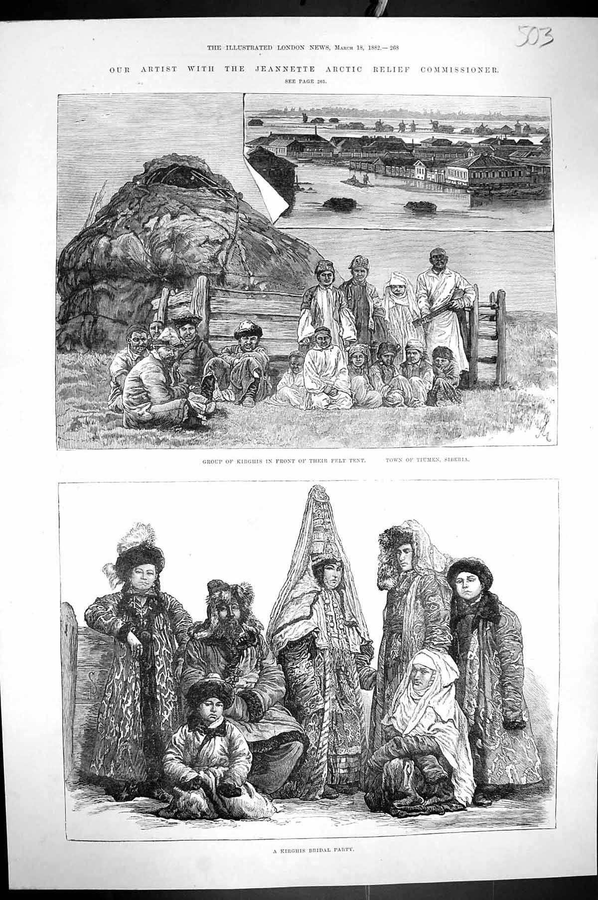 Old 1882 Kirghis Bridal Party Town Tiumen Siberia Jeannette Arctic Re Victorian