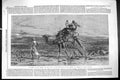 Original Old Antique Print 1867 Happiness Desert Carl Haag Camel Family Music