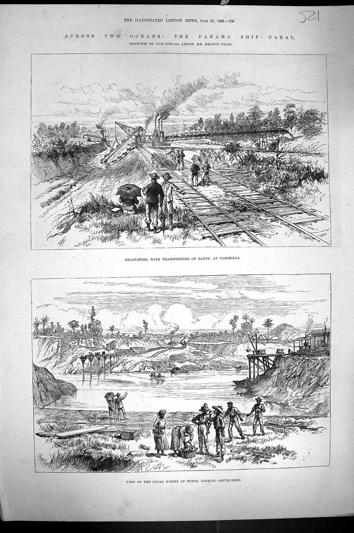 Old 1888 Panama Ship Canal Works Buhio Excavating Earth Tabemilla Tra Victorian